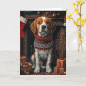 Treeing Walker Coonhound hond met kerstcadeaus Kaart (Gele Bloem)