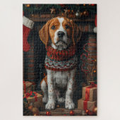 Treeing Walker Coonhound hond met kerstcadeaus Legpuzzel (Verticaal)