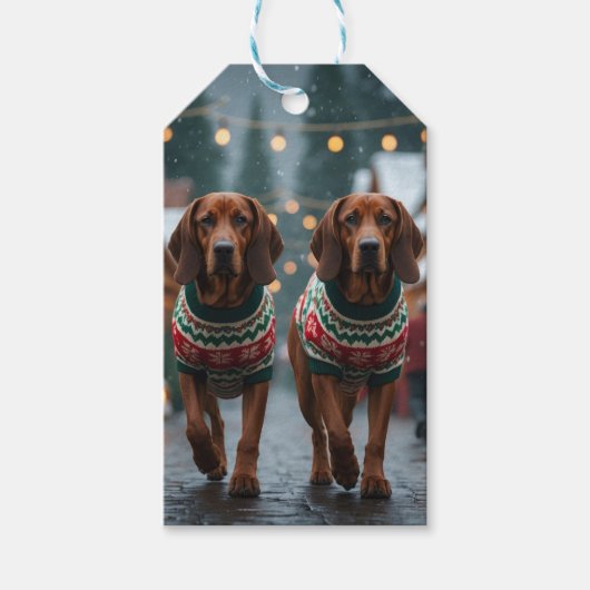 Treeing Walker Coonhound Honden Kerst Sneeuw  Cadeaulabel (Voorkant)