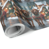 Treeing Walker Coonhound Honden Kerst Sneeuw Cadeaupapier (Rol Hoek)