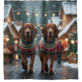 Treeing Walker Coonhound Honden Kerst Sneeuw  Douchegordijn (Voorkant)