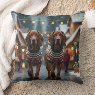 Treeing Walker Coonhound Honden Kerst Sneeuw  Kussen