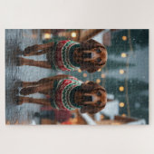 Treeing Walker Coonhound Honden Kerst Sneeuw Legpuzzel (Horizontaal)