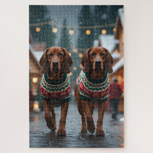 Treeing Walker Coonhound Honden Kerst Sneeuw Legpuzzel (Verticaal)