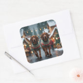 Treeing Walker Coonhound Honden Kerst Sneeuw Vierkante Sticker (Envelop)