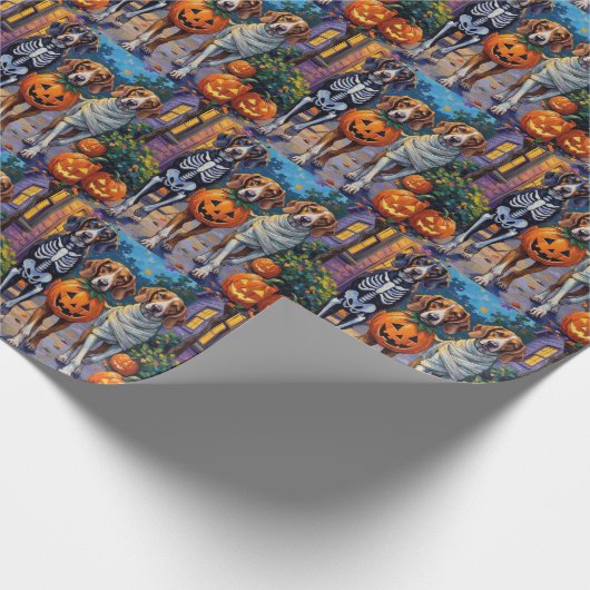 Treeing Walker Coonhound In Halloween Costumes Cadeaupapier (Hoek)