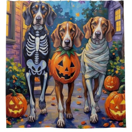 Treeing Walker Coonhound In Halloween Costumes Douchegordijn (Voorkant)