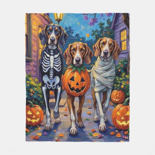 Treeing Walker Coonhound In Halloween Costumes Fleece Deken (Voorkant)