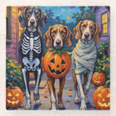 Treeing Walker Coonhound In Halloween Costumes Glazen Onderzetter (Voorkant)
