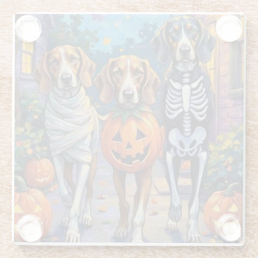 Treeing Walker Coonhound In Halloween Costumes Glazen Onderzetter (Achterkant)