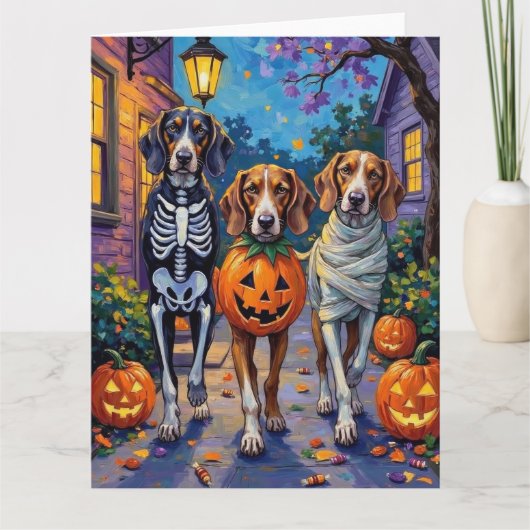Treeing Walker Coonhound In Halloween Costumes Kaart (Voorkant)