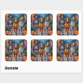 Treeing Walker Coonhound In Halloween Costumes Vierkante Sticker (Vel)