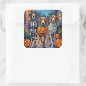 Treeing Walker Coonhound In Halloween Costumes Vierkante Sticker (Tas)