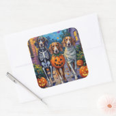 Treeing Walker Coonhound in Halloween-kostuums Vierkante Sticker (Envelop)
