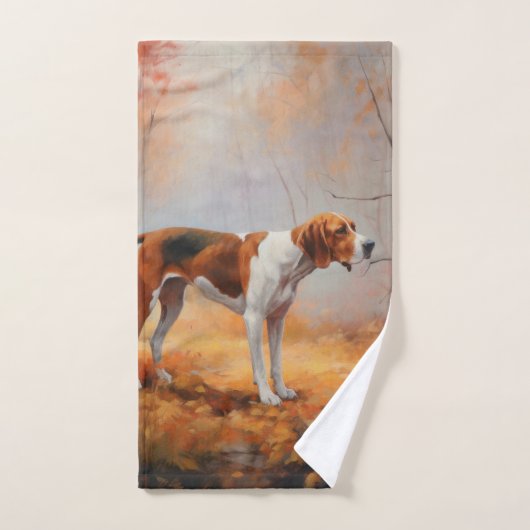 Treeing Walker Coonhound in herfstbladeren val Bad Handdoek (Handdoek)