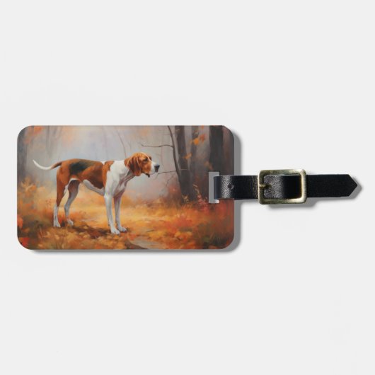 Treeing Walker Coonhound in herfstbladeren val Bagagelabel (Voorkant horizontaal)