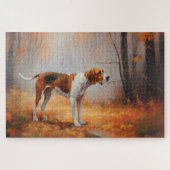 Treeing Walker Coonhound in herfstbladeren val Legpuzzel (Horizontaal)