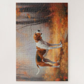 Treeing Walker Coonhound in herfstbladeren val Legpuzzel (Verticaal)