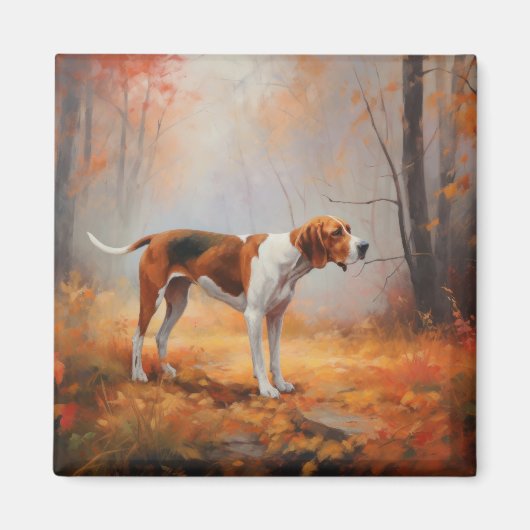 Treeing Walker Coonhound in herfstbladeren val  Magneet (Voorkant)