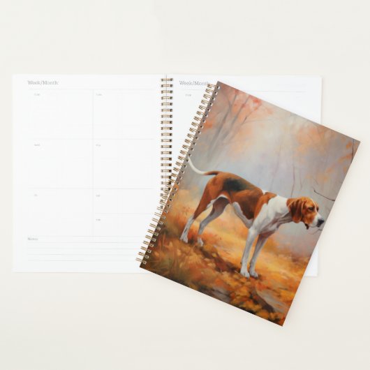 Treeing Walker Coonhound in herfstbladeren val Planner (Display)