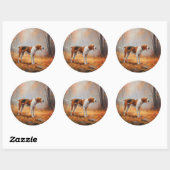 Treeing Walker Coonhound in herfstbladeren val Ronde Sticker (Vel)