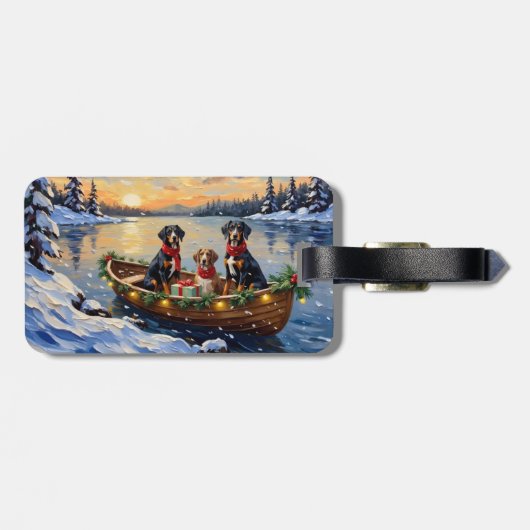 Treeing Walker Coonhound Kerstboot Vakantie Bagagelabel (Achterkant horizontaal)