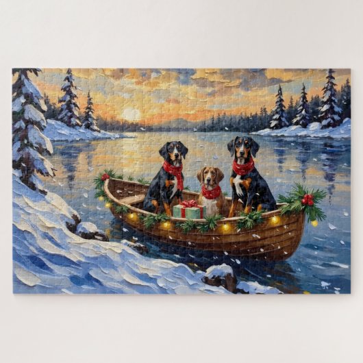 Treeing Walker Coonhound Kerstboot Vakantie Legpuzzel (Horizontaal)