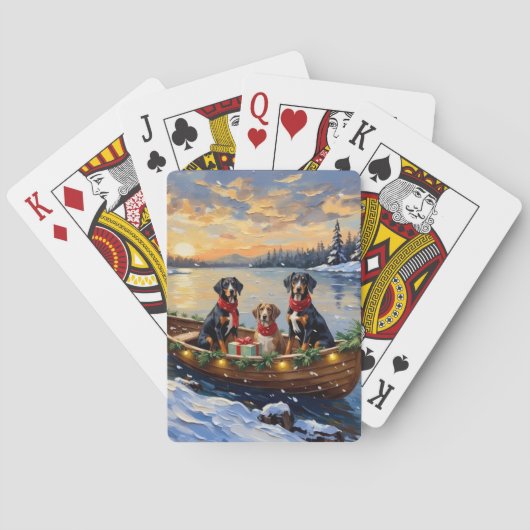 Treeing Walker Coonhound Kerstboot Vakantie Pokerkaarten (Achterkant)