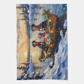 Treeing Walker Coonhound Kerstboot Vakantie Theedoek (Verticaal)