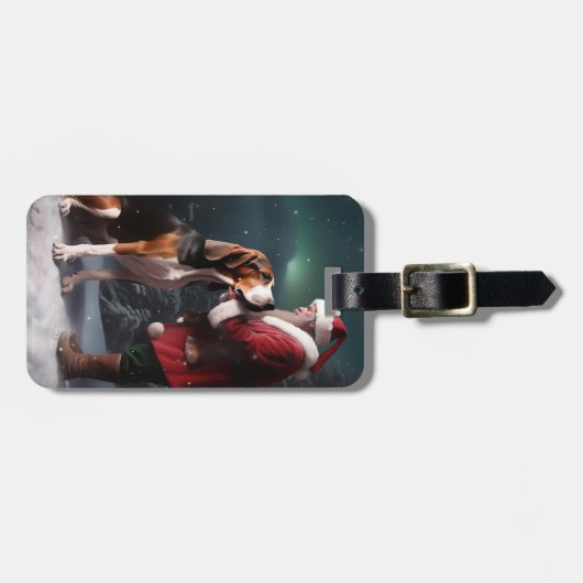 Treeing Walker Coonhound Kerstman Kerstmis Bagagelabel (Voorkant horizontaal)