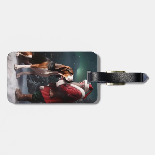 Treeing Walker Coonhound Kerstman Kerstmis Bagagelabel (Achterkant horizontaal)