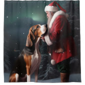 Treeing Walker Coonhound Kerstman Kerstmis Douchegordijn (Voorkant)
