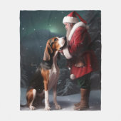 Treeing Walker Coonhound Kerstman Kerstmis Fleece Deken (Voorkant)