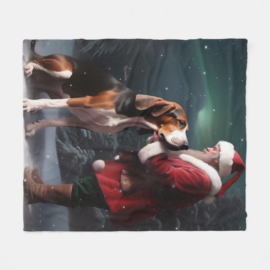 Treeing Walker Coonhound Kerstman Kerstmis Fleece Deken (Voorkant (Horizontaal))