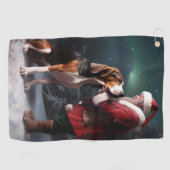Treeing Walker Coonhound Kerstman Kerstmis Golfhanddoek (Horizontaal)