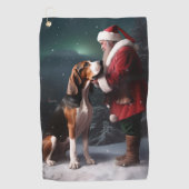 Treeing Walker Coonhound Kerstman Kerstmis Golfhanddoek (Voorkant)