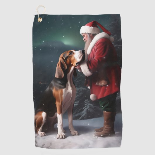 Treeing Walker Coonhound Kerstman Kerstmis Golfhanddoek (Voorkant)