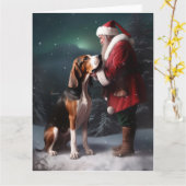 Treeing Walker Coonhound Kerstman Kerstmis Kaart (Gele Bloem)