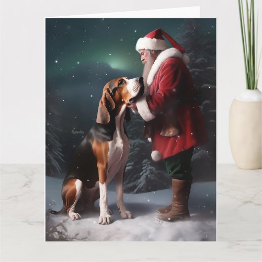 Treeing Walker Coonhound Kerstman Kerstmis Kaart (Voorkant)