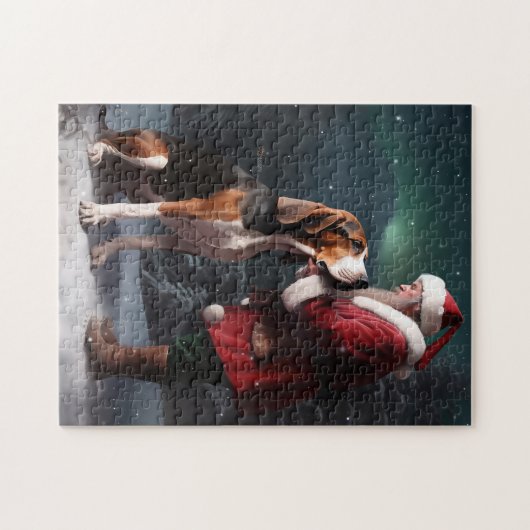Treeing Walker Coonhound Kerstman Kerstmis Legpuzzel (Horizontaal)