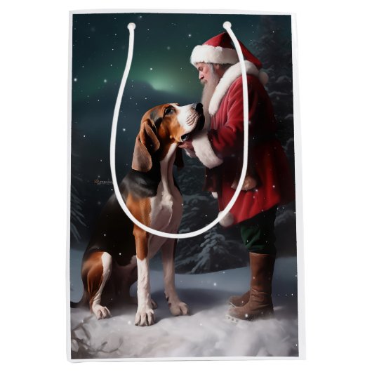 Treeing Walker Coonhound Kerstman Kerstmis Medium Cadeauzakje (Voorkant)