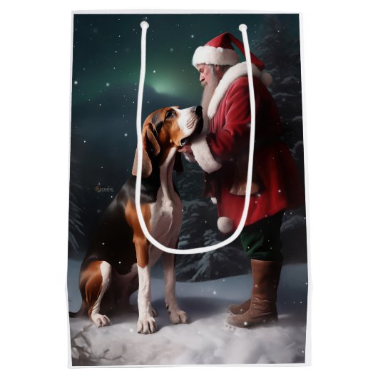 Treeing Walker Coonhound Kerstman Kerstmis Medium Cadeauzakje (Achterkant)
