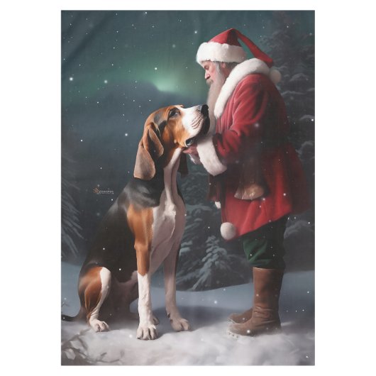 Treeing Walker Coonhound Kerstman Kerstmis Tafelkleed (Voorkant)