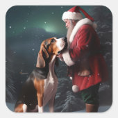 Treeing Walker Coonhound Kerstman Kerstmis Vierkante Sticker (Voorkant)