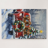 Treeing Walker Coonhound Kerstmis Rode Truck Legpuzzel (Horizontaal)