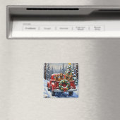 Treeing Walker Coonhound Kerstmis Rode Truck Magneet (Insitu (Vaatwasser))