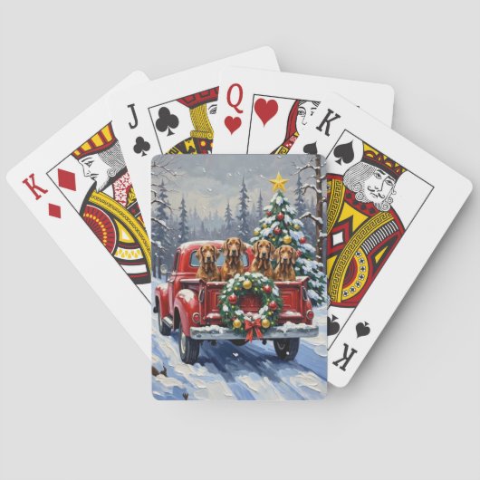 Treeing Walker Coonhound Kerstmis Rode Truck Pokerkaarten (Achterkant)