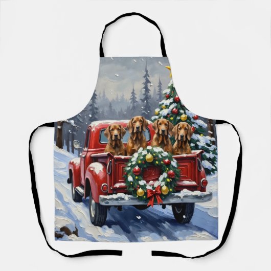 Treeing Walker Coonhound Kerstmis Rode Truck Schort (Voorkant)