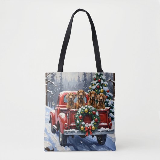 Treeing Walker Coonhound Kerstmis Rode Truck Tote Bag (Voorkant)