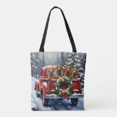 Treeing Walker Coonhound Kerstmis Rode Truck Tote Bag (Achterkant)